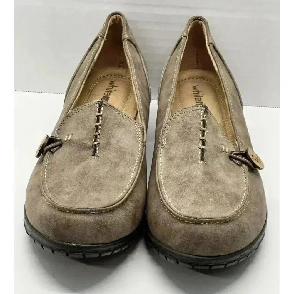 White Mt. Women's 9.5 Brown‎ Loafers Judo Flat Shoes Slip Ons Man Made Materials